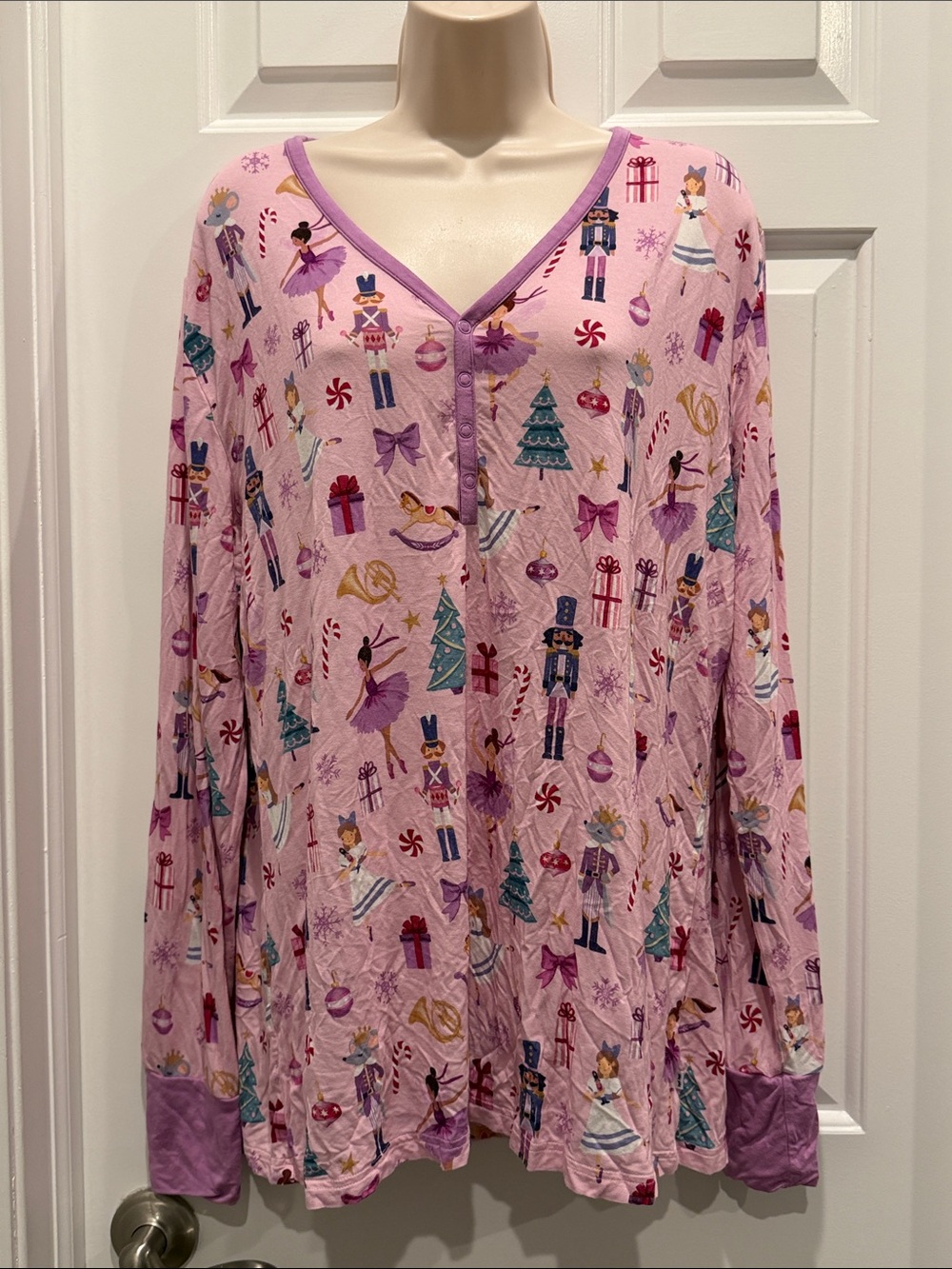 Little Sleepies Women’s Pink Nutcracker Christmas Bamboo Pajama Top xl holiday